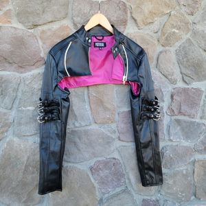 Poster Girl Cropped Faux Leather Jacket
